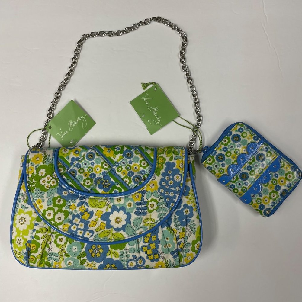 Vera Bradley Petite Chain Bag with Wallet English Meadow Green Blue